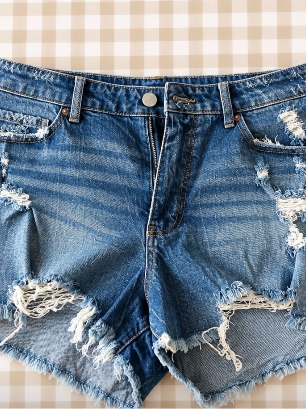 BKE Distressed Light Blue Denim Cutoff Shorts